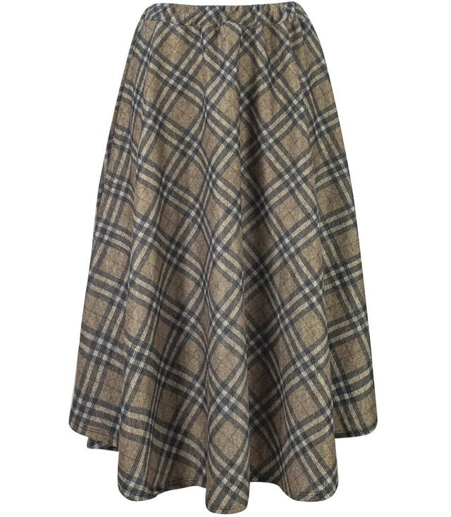 Spódnica rozkloszowana w kratę midi maxi