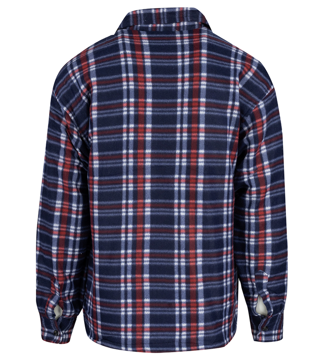 Warm fleece checked men's shirt insulated with faux fur
