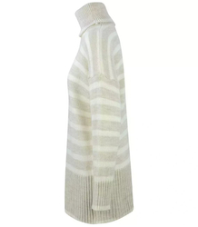 Luźny długi sweter golf w paski oversize