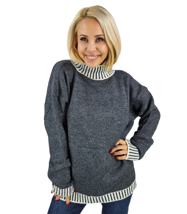 Warm and cozy women's striped sweater autumn winter KEIRA