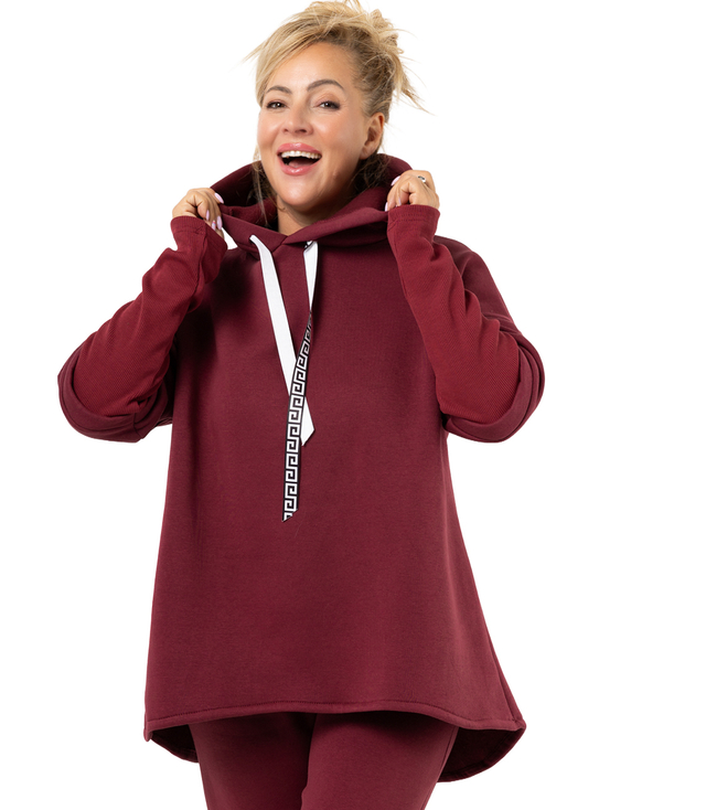 Women's sweatshirt with longer back and ribbed hem VERONICA