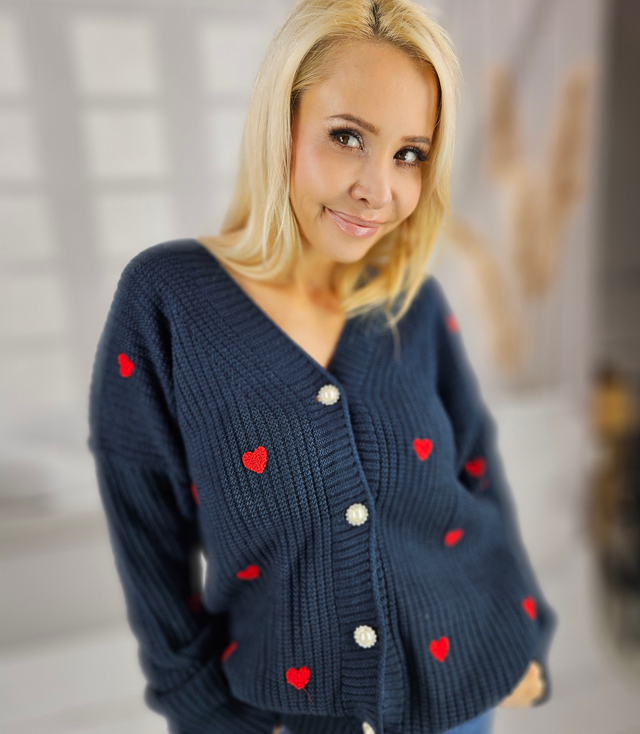 Warm and cozy women's sweater with hearts for autumn SUMMER