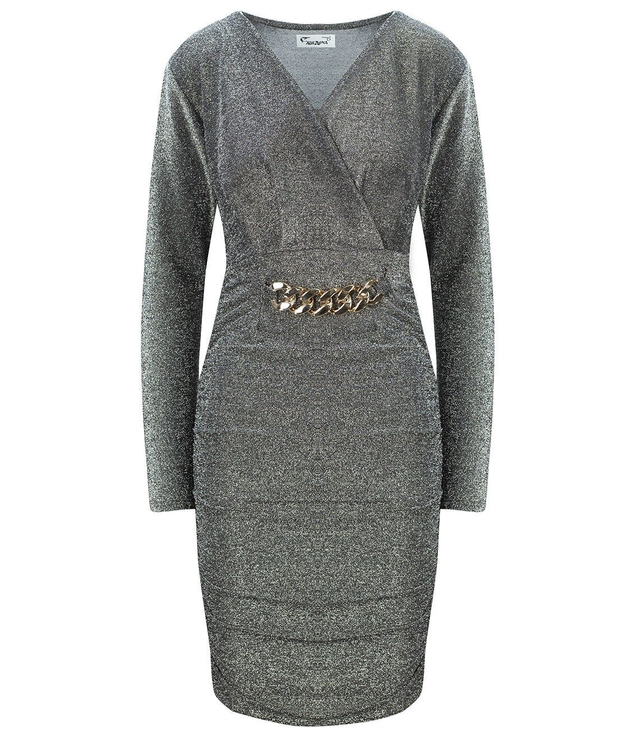 Pencil dress with a glittery sheen