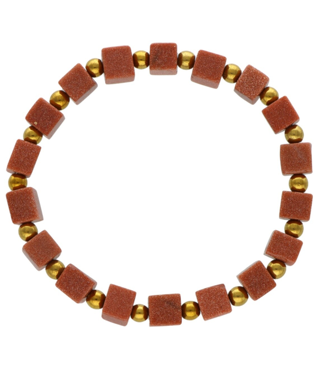 Men's bracelet Desert sand cubes and hematite beads 6.5 mm