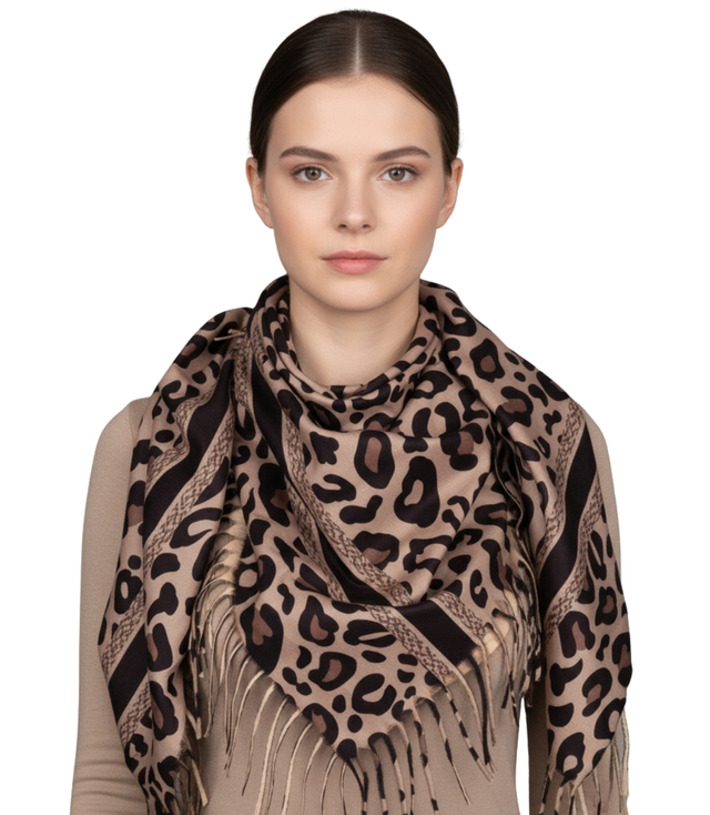 Fashionable scarf panther scarf elegant scarf with tassels