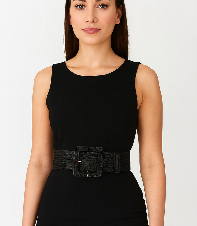 Braided women's belt with large buckle