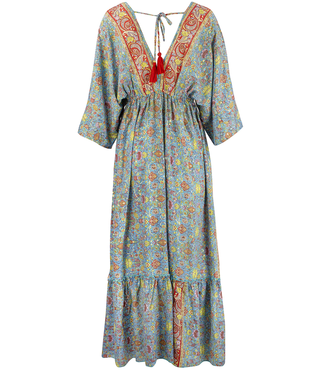 Long, airy dress in ethnic hippie style, Indian patterns SHANTI