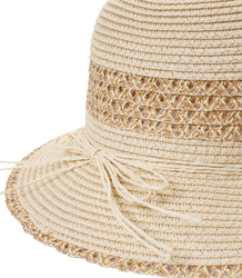 Women's straw hat chapeau-cloche gold thread