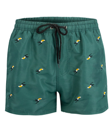 Swimming shorts decorated with a summer pattern on the front