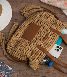 Braided boho bag with straps and tassels