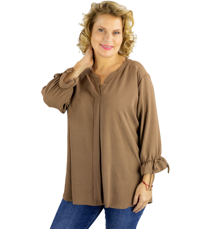 Elegant oversize tunic shirt with ties on sleeves SOPHIE