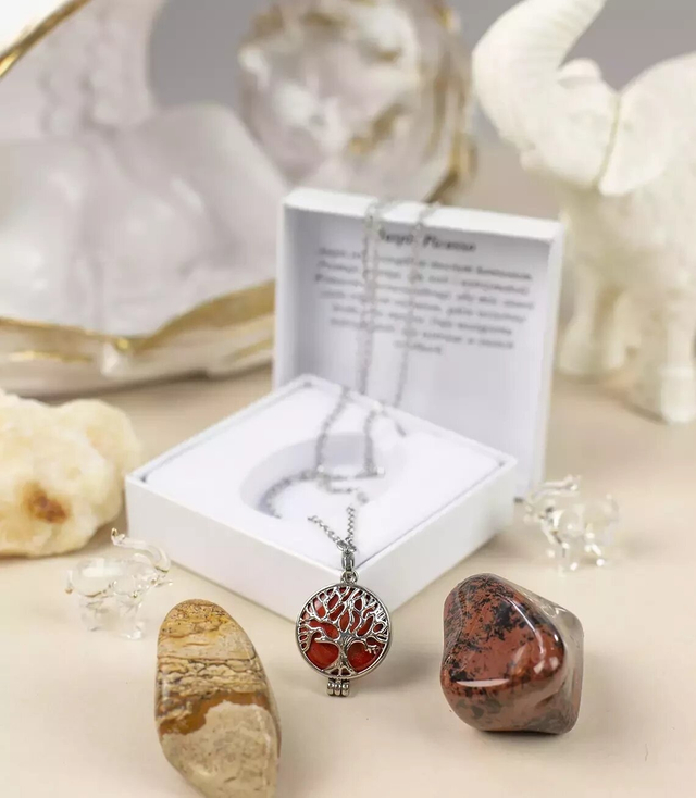 Stainless steel necklace with Picasso jasper