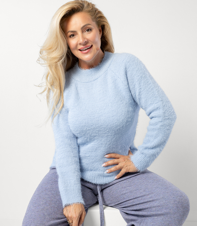Fluffy short sweater with round neck MILA