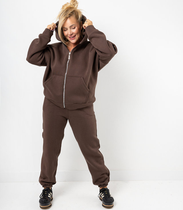 Warm thick sweatshirt set unbuttoned sweatshirt LAURA