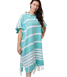 Sauna poncho with striped tassels UNISEX cotton
