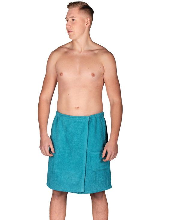 Men's sauna terry cloth kilt with pocket on elastic band