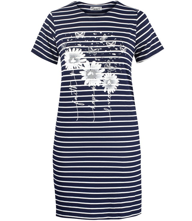 MIRIAM nautical striped dress with flowers