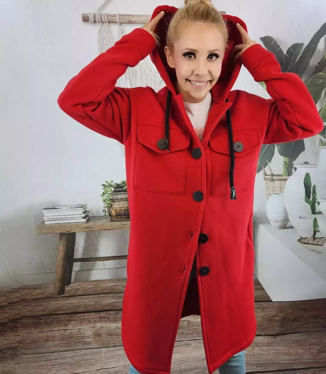 Ciepła długa bluza kurtka koszulowa bawełna 