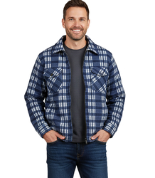 Warm fleece checked men's shirt insulated with faux fur