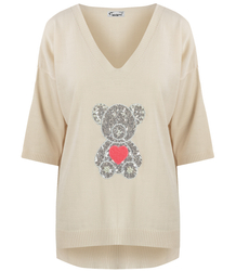 Thin women's sweater with a sequined teddy bear by SHERONA