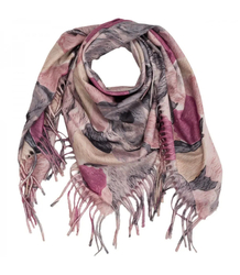 Multicolored elegant women's floral scarf with tassels