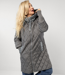 Long winter jacket with decorative hood LUNA