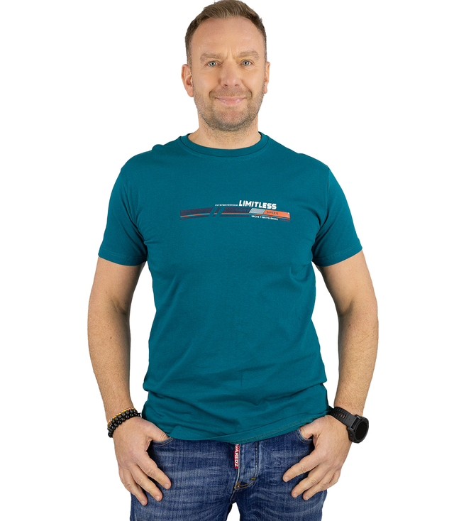 Męski t-shirt koszulka krótki rękaw ze sportowym nadrukiem