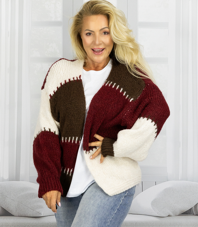 Short cardigan sweater unbuttoned wide stripes VALENTINA