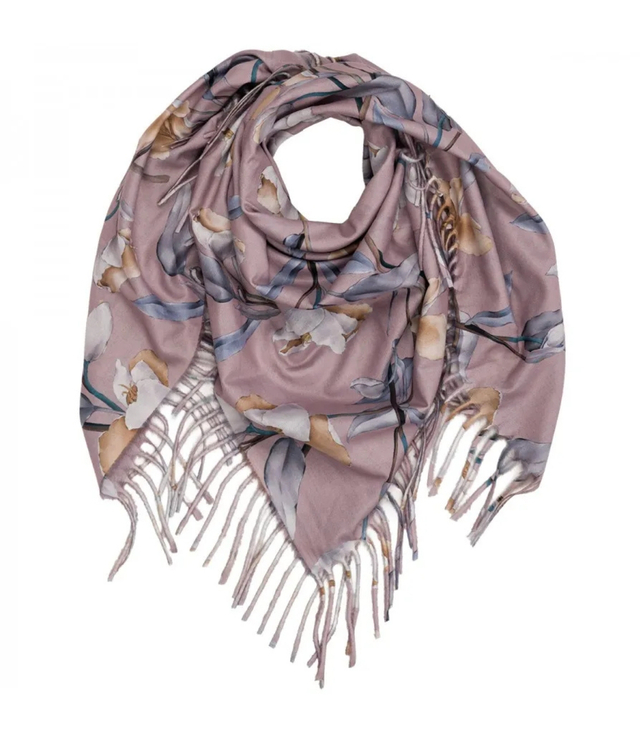 Elegant floral shawl scarf with tassels