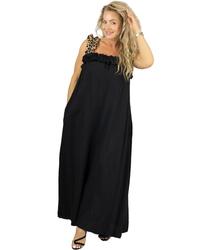 LEONA maxi dress with frill and panther straps