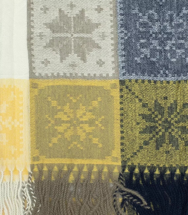 Warm shawl scarf checkered knit long