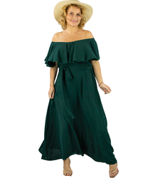 Airy maxi dress with ruffles and waist tie STELLA