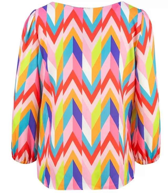 Elegant blouse with a glossy colorful print