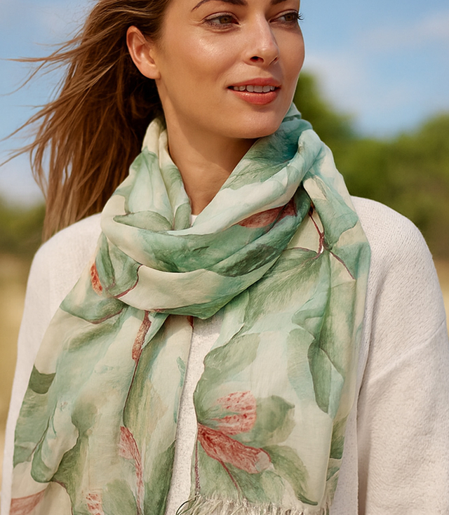 Women's floral pattern scarf 180x70
