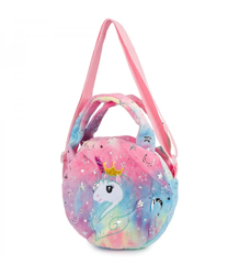 Children's round plush bag with unicorn