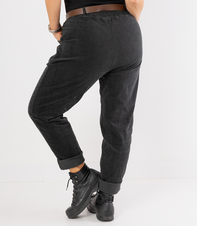 Corduroy chinos pants with belt CITY SOFT