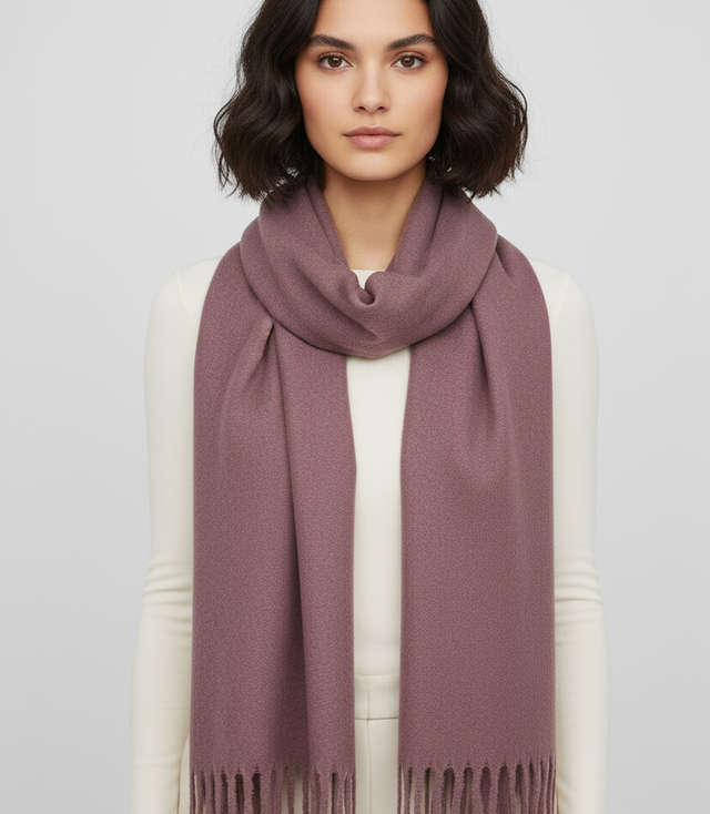 Elegant scarf with tassels in one color