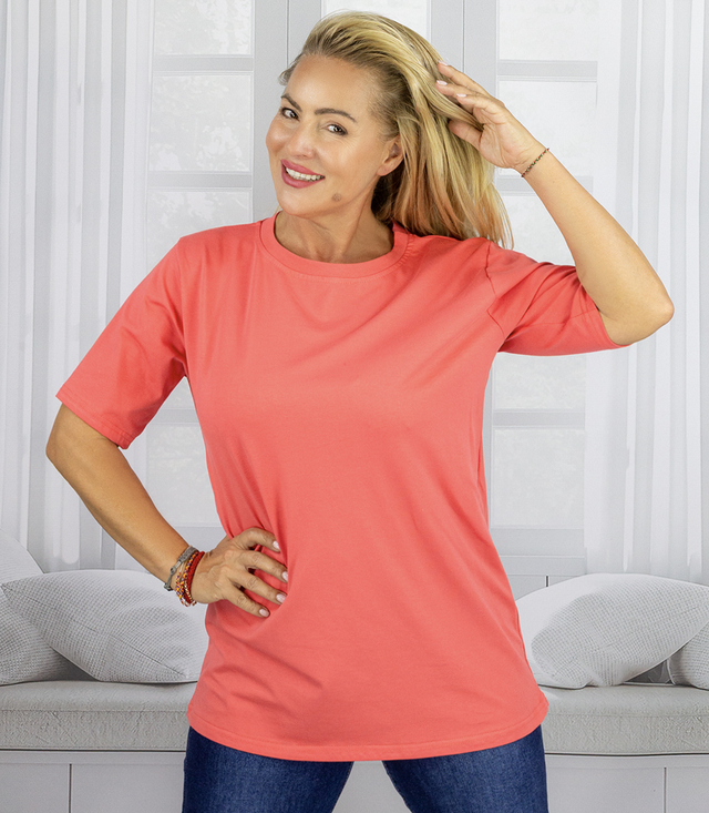 Blouse t-shirt with round neckline and 1/2 sleeve EVELINA