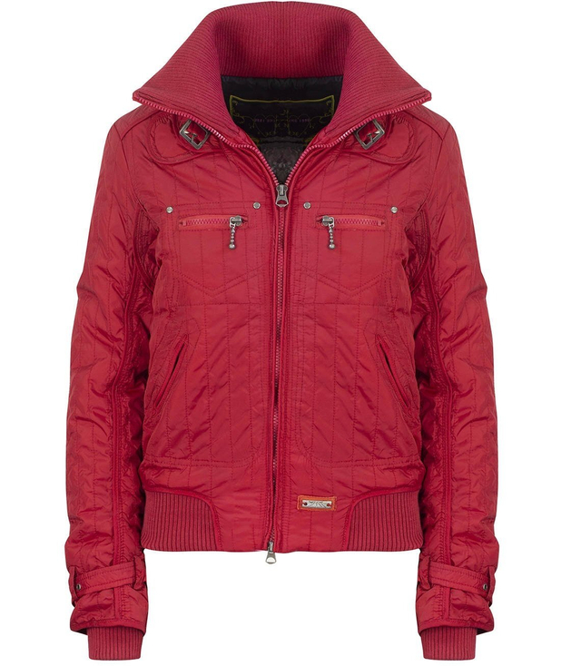 Fashionable red women's short pilot jacket