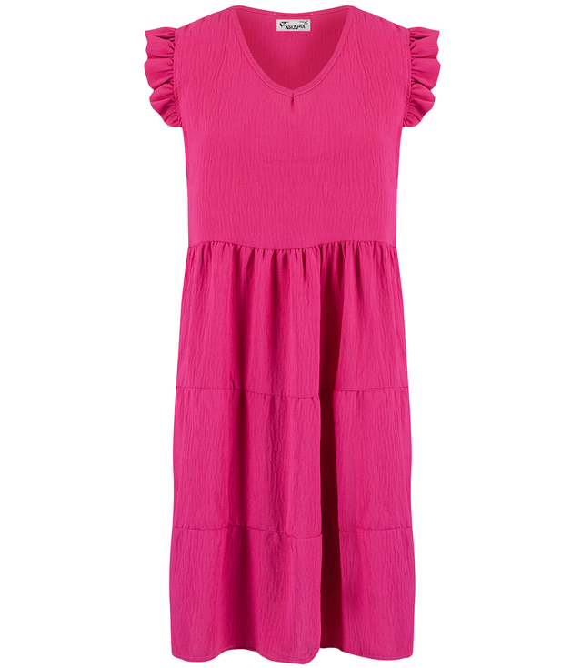 Lovely, loose, oversize midi summer dress with ruffles, IZABELL