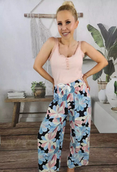 Summer long wide pattern pants LUIZA
