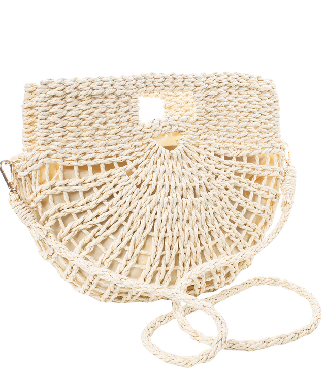 Summer semi-circular bag shoulder bag with braided fabric
