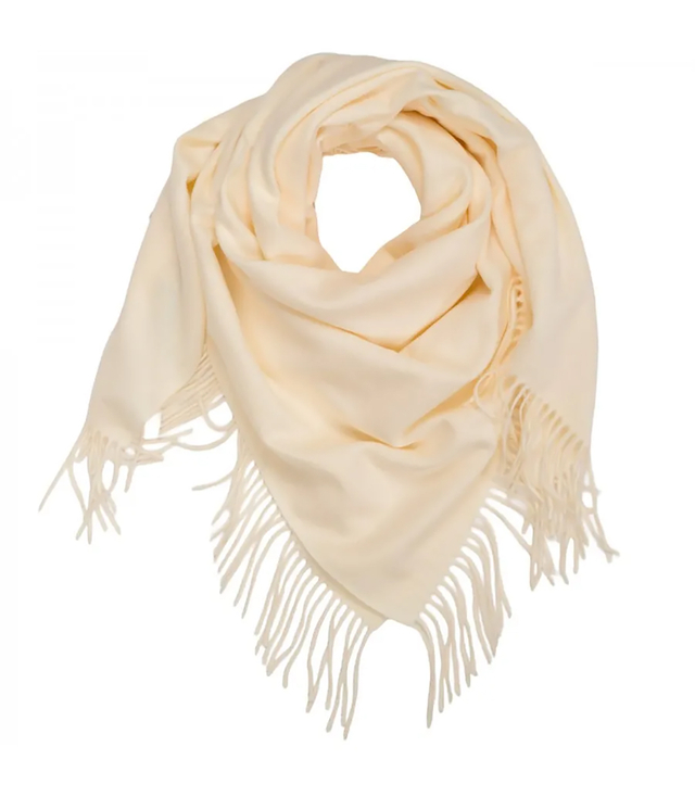 One-color shawl shlik scarf with fringe GRACE