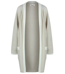 Cardigan straight sweater with white piping LUCY