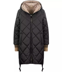 Warm thick quilted jacket with a hood winter