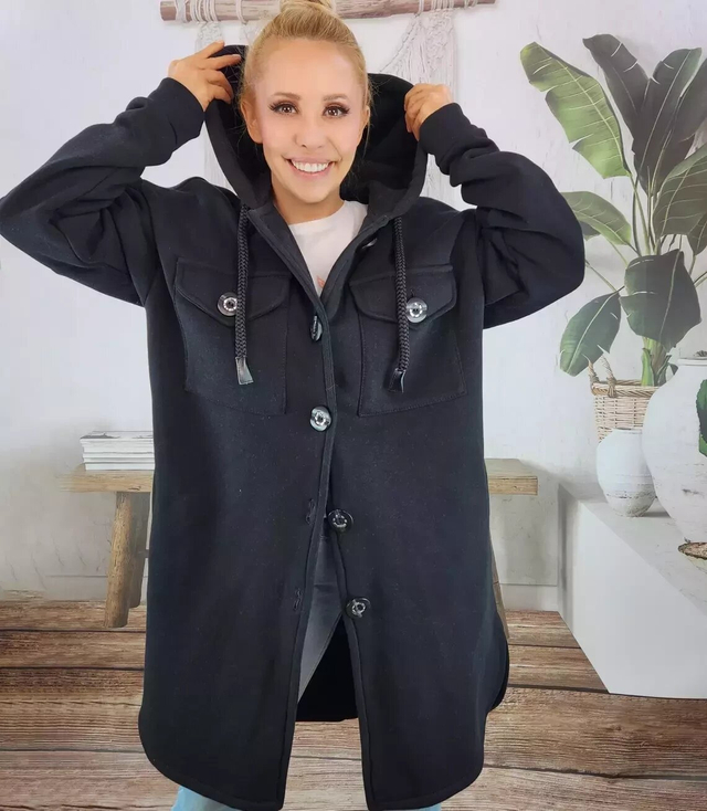 Warm long sweatshirt cotton shirt jacket