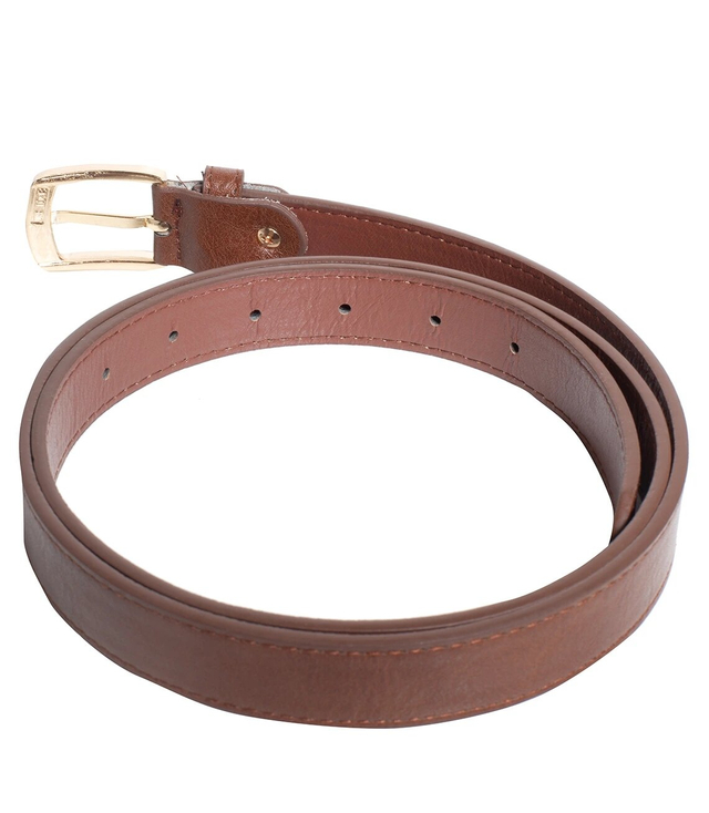 Smooth women's eco leather belt with gold buckle 2.3 cm