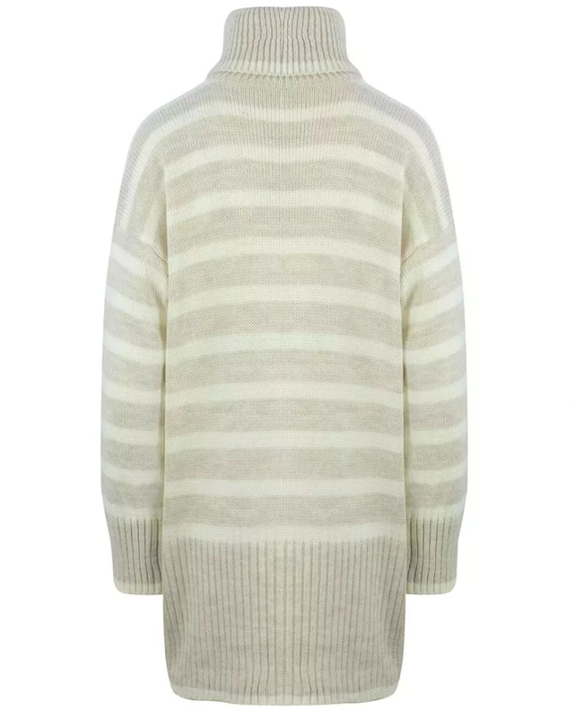 Oversize loose long turtleneck sweater with stripes