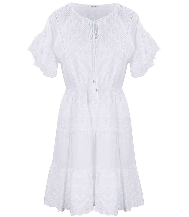 BIAŁA sukienka z Ażurowym HAFTEM MINI lato