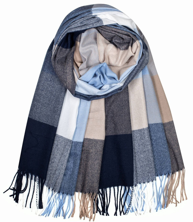 Fashionable warm shawl scarf plaid fringes